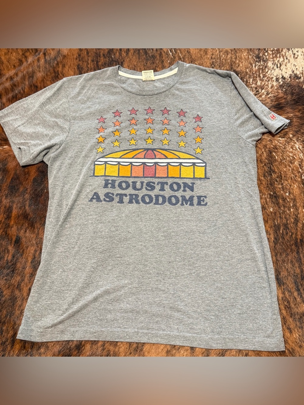 Men's Homage Gray Houston Astros Astrodome Stars Hyper Local Tri-Blend T-Shirt